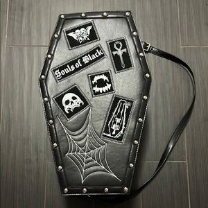 Dolls Kill Coffin-Shaped Bag with Patches